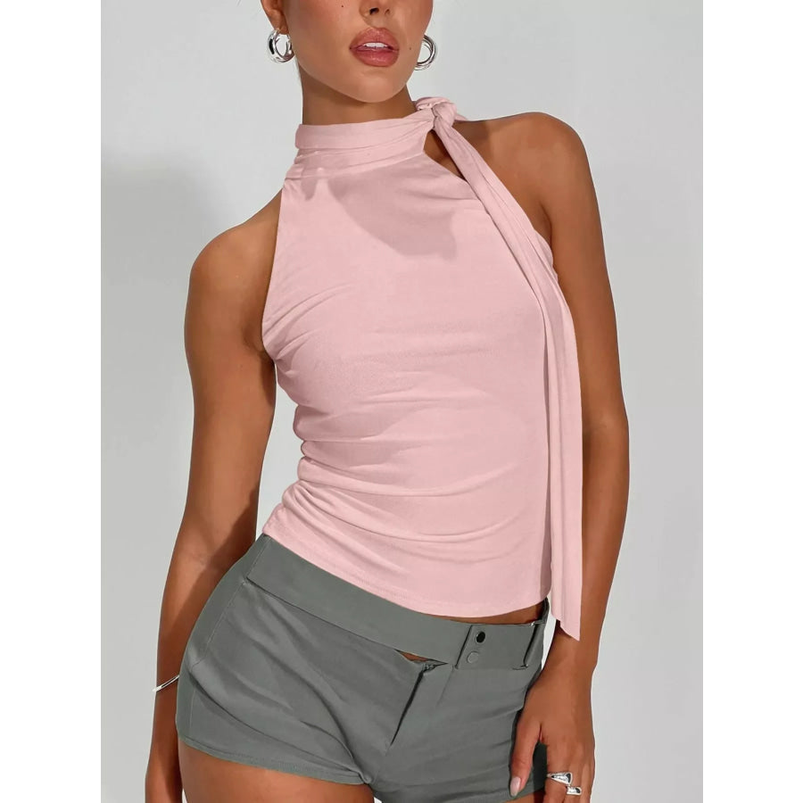Halter Neck Ruched Top Dusty Pink / XS Apparel and Accessories