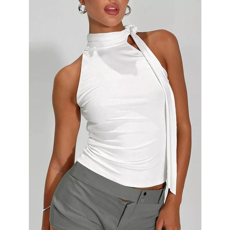 Halter Neck Ruched Top White / XS Apparel and Accessories