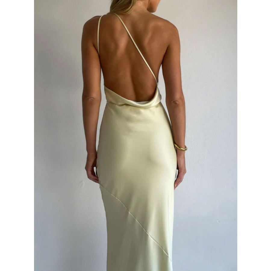Halter Neck Satin Maxi Dress Apparel and Accessories