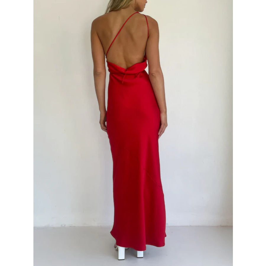 Halter Neck Satin Maxi Dress Apparel and Accessories