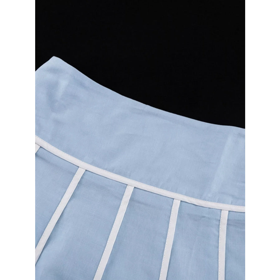 Halter Neck Scalloped Hem Top and Skirt Set Apparel and Accessories