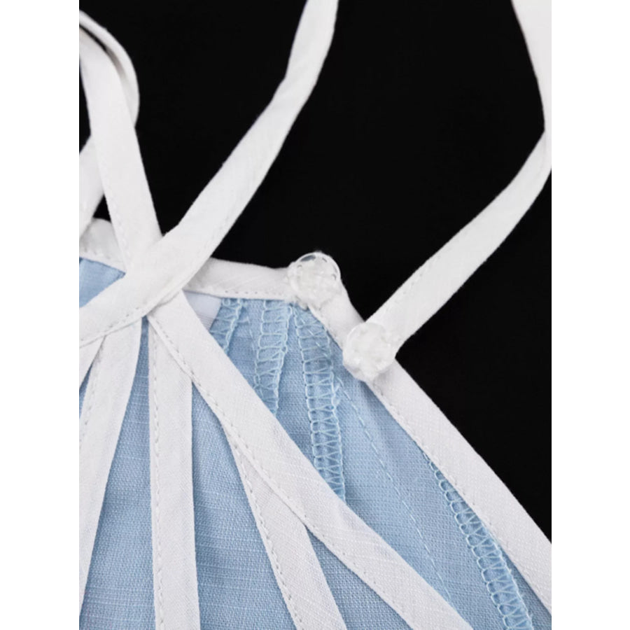 Halter Neck Scalloped Hem Top and Skirt Set Apparel and Accessories