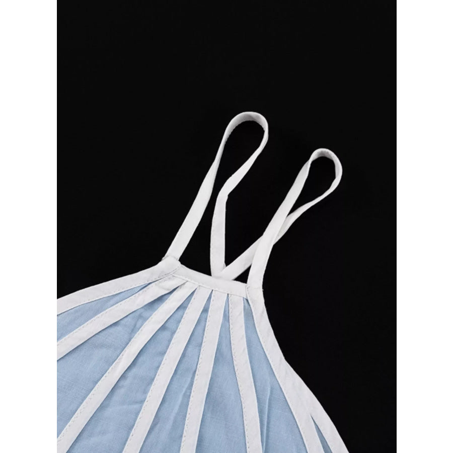 Halter Neck Scalloped Hem Top and Skirt Set Apparel and Accessories