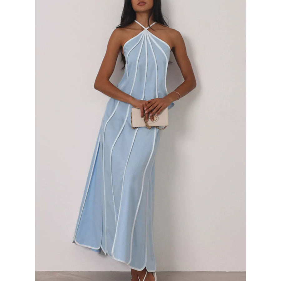 Halter Neck Scalloped Hem Top and Skirt Set Apparel and Accessories