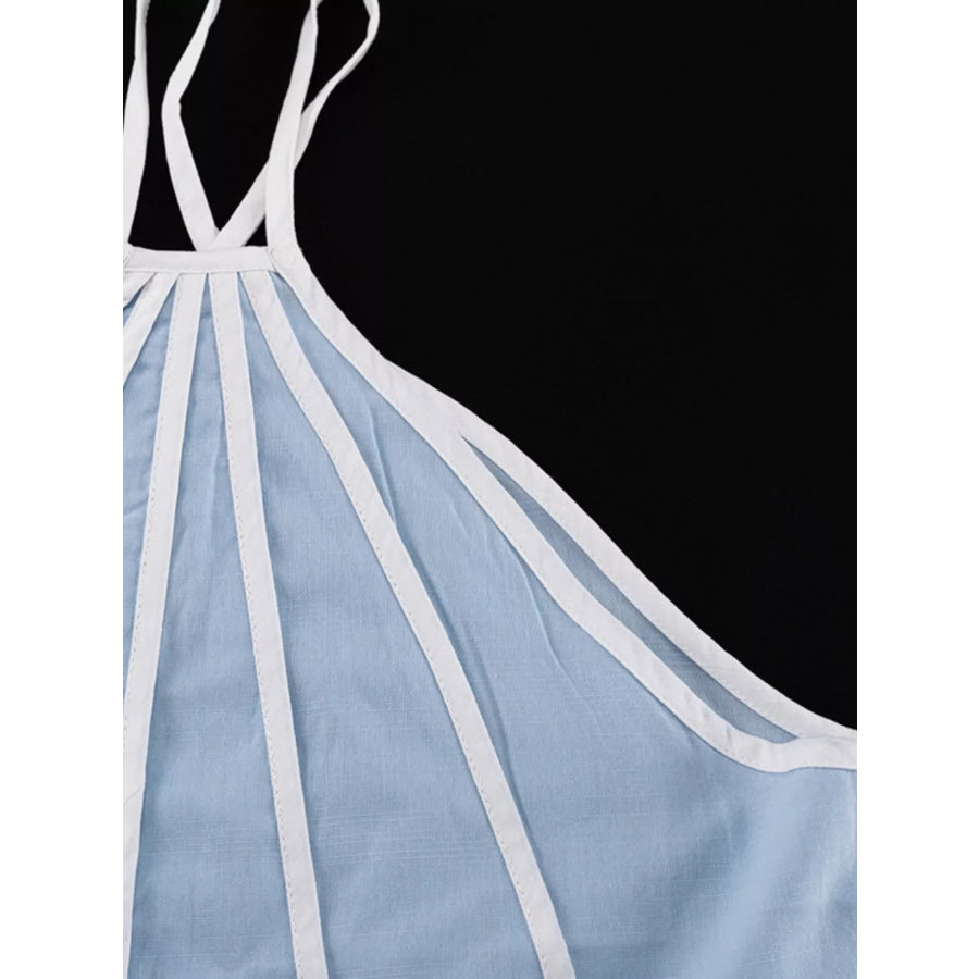 Halter Neck Scalloped Hem Top and Skirt Set Apparel and Accessories