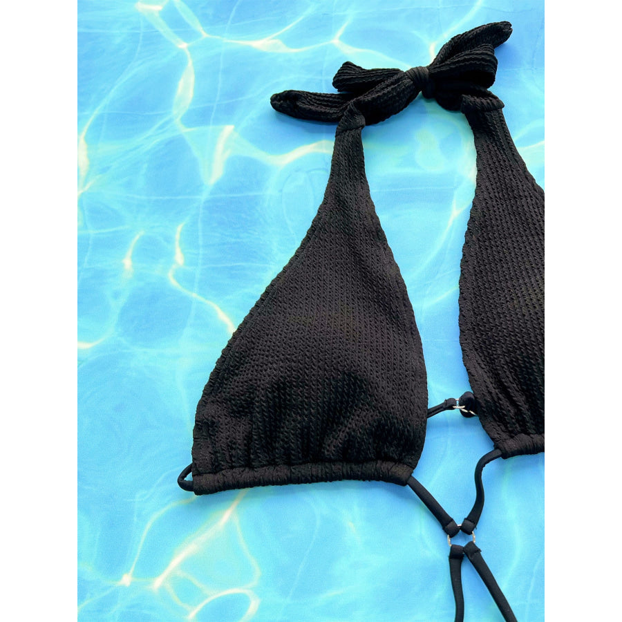 Halter Neck Side Tie One-Piece Swimsuit Apparel and Accessories