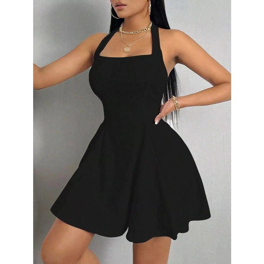 Halter Neck Sleeveless A-Line Mini Dress Apparel and Accessories