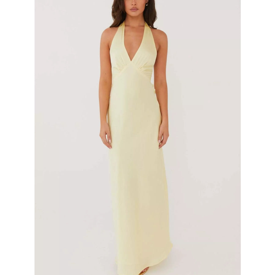 Halter Neck Sleeveless Maxi Dress Apparel and Accessories