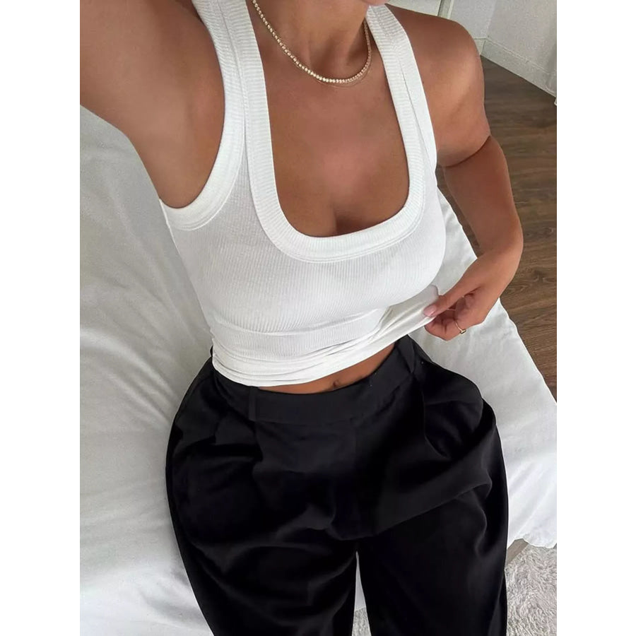Halter Neck Solid Color Tank Apparel and Accessories