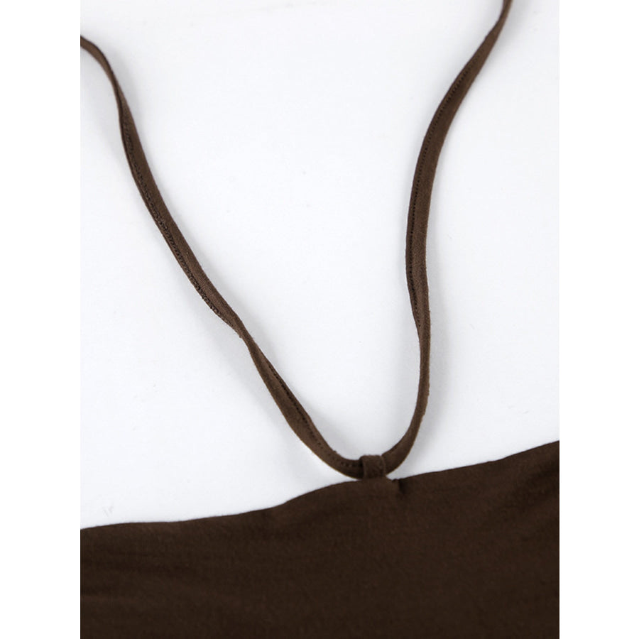 Halter Neck Split Longline Cami Apparel and Accessories