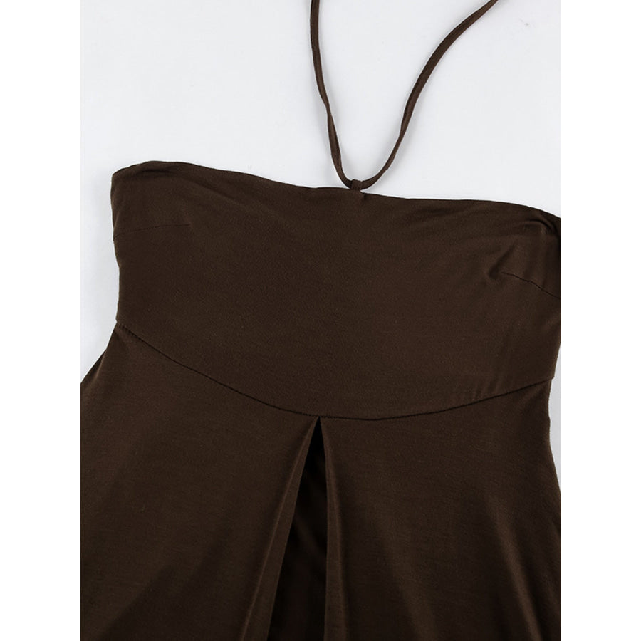 Halter Neck Split Longline Cami Apparel and Accessories