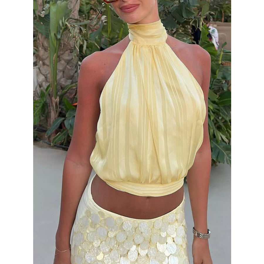Halter Neck Striped Cami Top Apparel and Accessories
