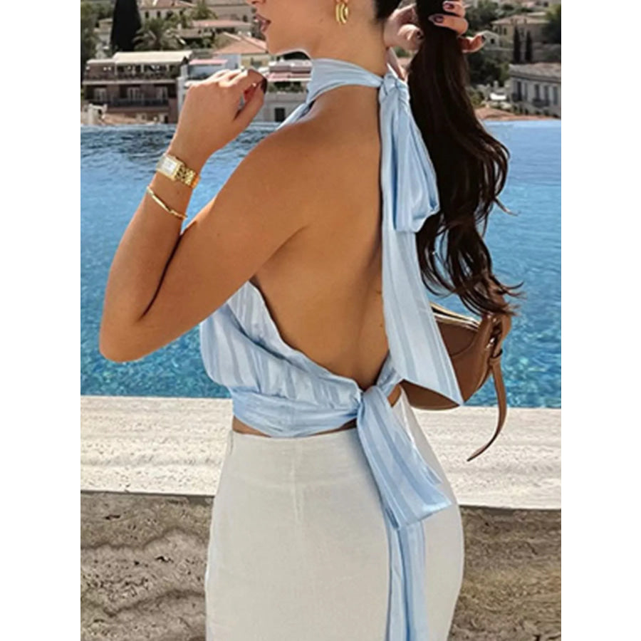 Halter Neck Striped Cami Top Apparel and Accessories
