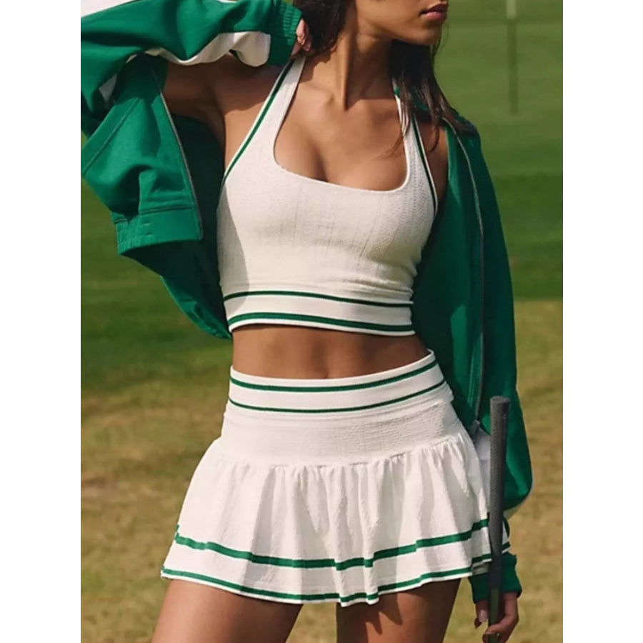Halter Neck Tank and Skirt Tennis Active Set Apparel and Accessories