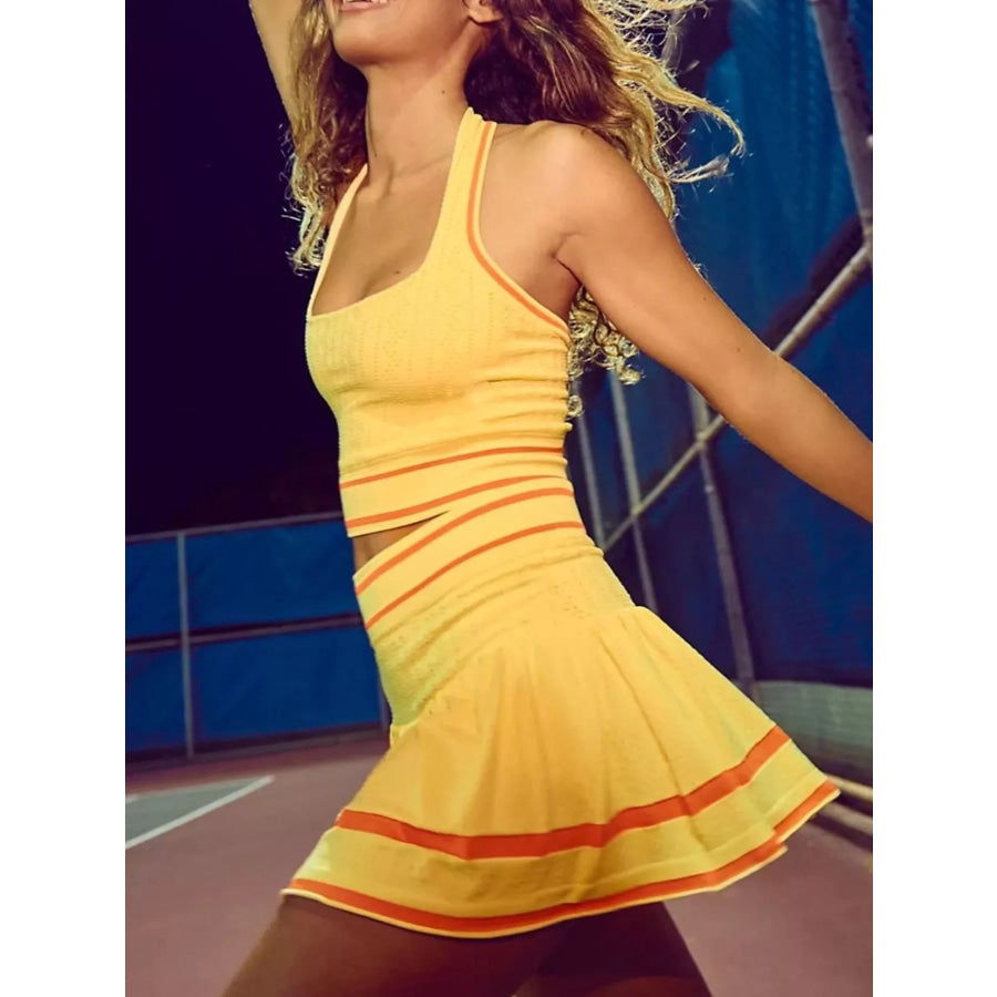 Halter Neck Tank and Skirt Tennis Active Set Apparel and Accessories