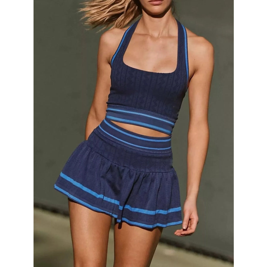 Halter Neck Tank and Skirt Tennis Active Set Apparel and Accessories