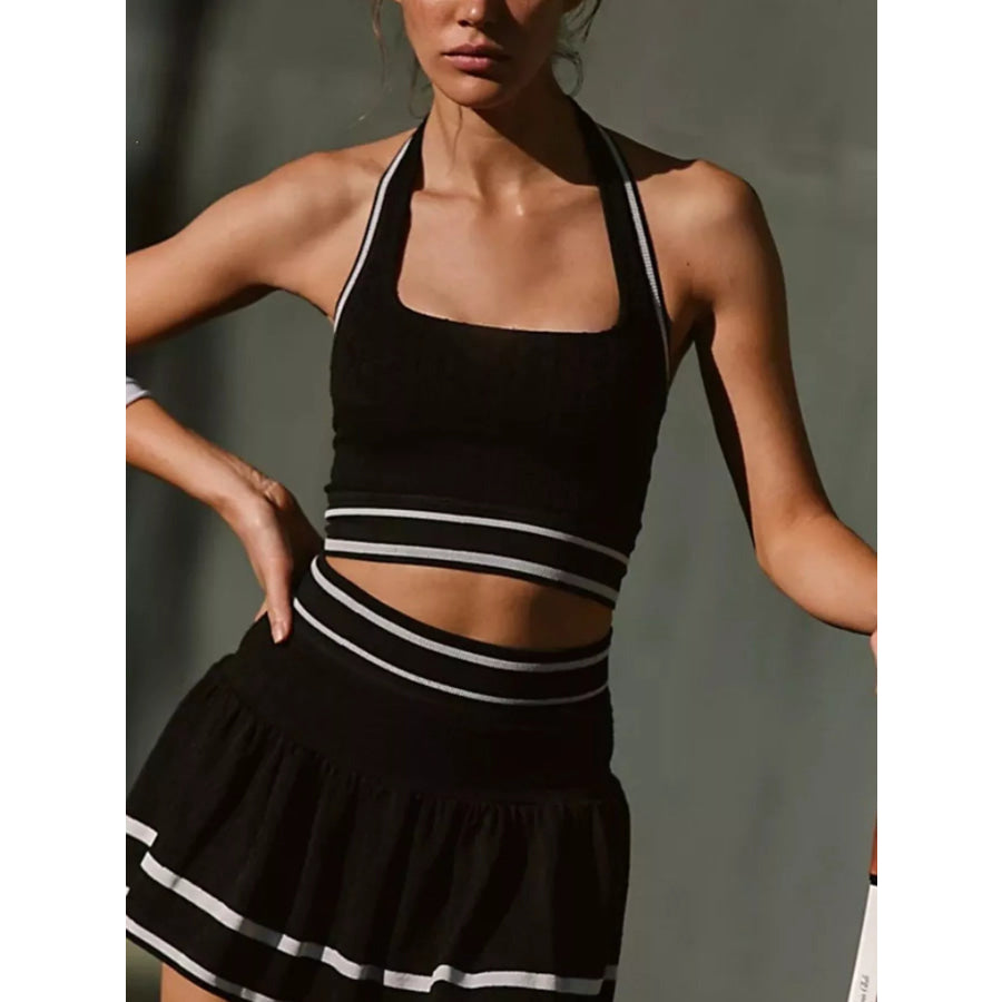 Halter Neck Tank and Skirt Tennis Active Set Apparel and Accessories