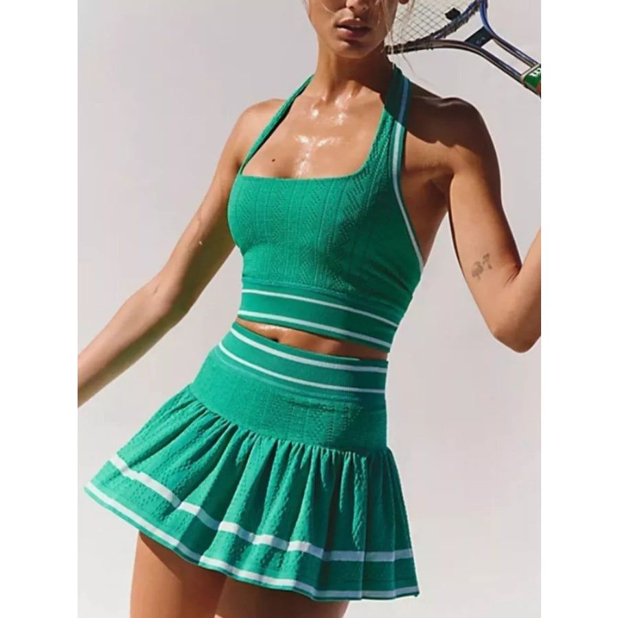 Halter Neck Tank and Skirt Tennis Active Set Apparel and Accessories