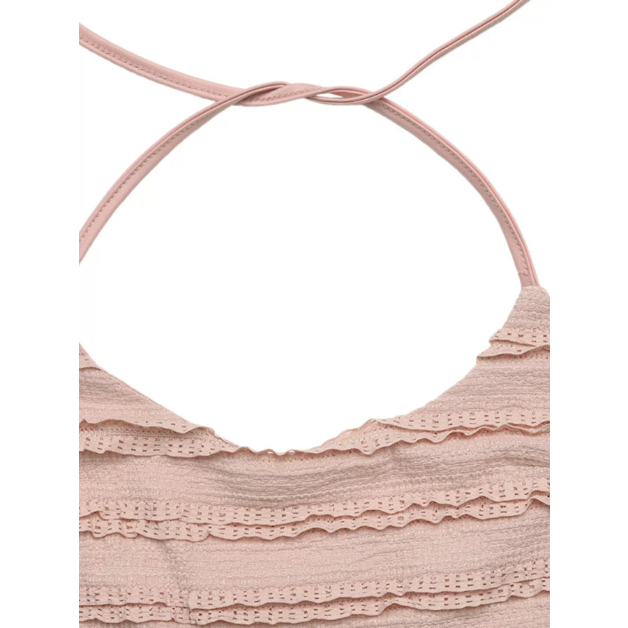 Halter Neck Textured Romper Apparel and Accessories