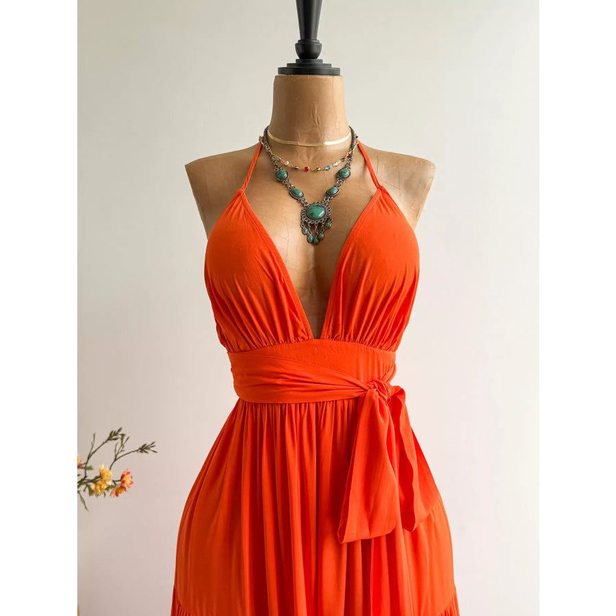 Halter Neck Tiered Dress Apparel and Accessories