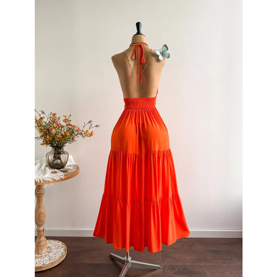 Halter Neck Tiered Dress Apparel and Accessories