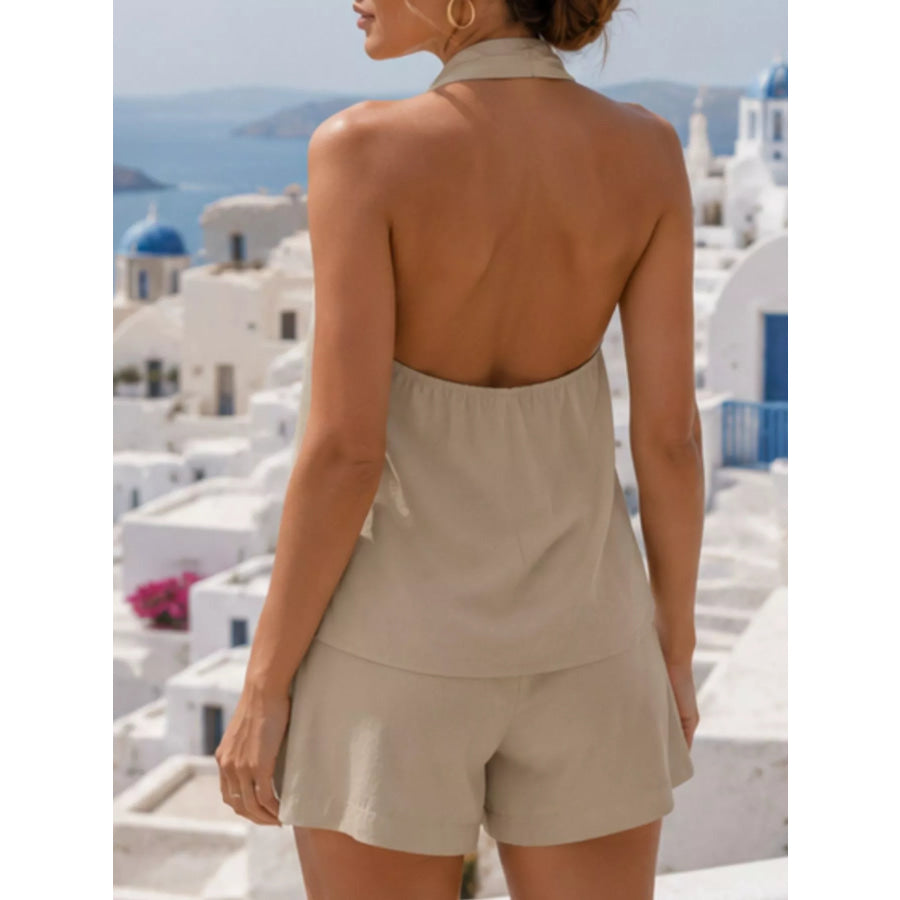 Halter Neck Top and Shorts Set Apparel and Accessories
