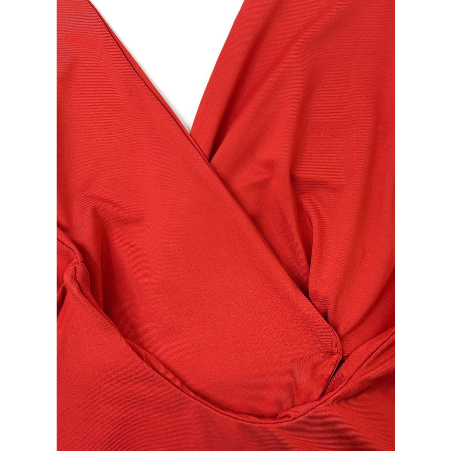Halter Neck Twist Front Mini Dress Apparel and Accessories