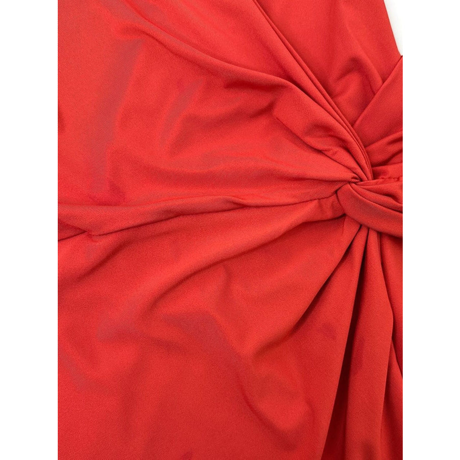 Halter Neck Twist Front Mini Dress Apparel and Accessories