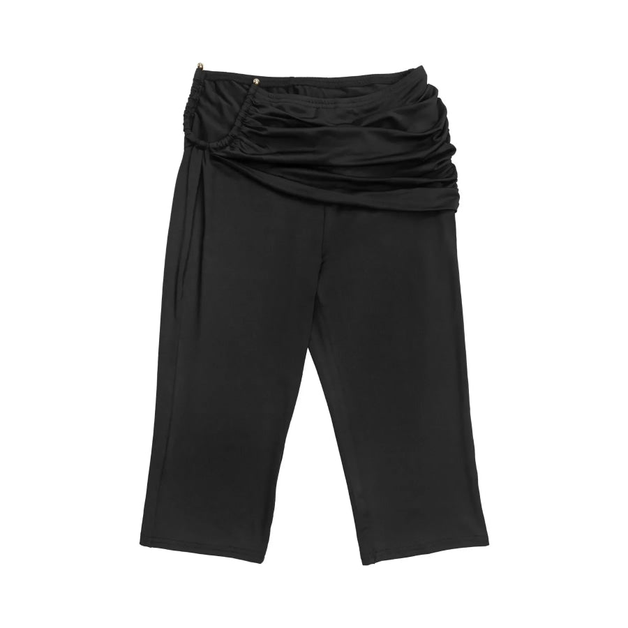 Halter Neck Twist Top and High-Waisted Ruched Capris Set Apparel Accessories