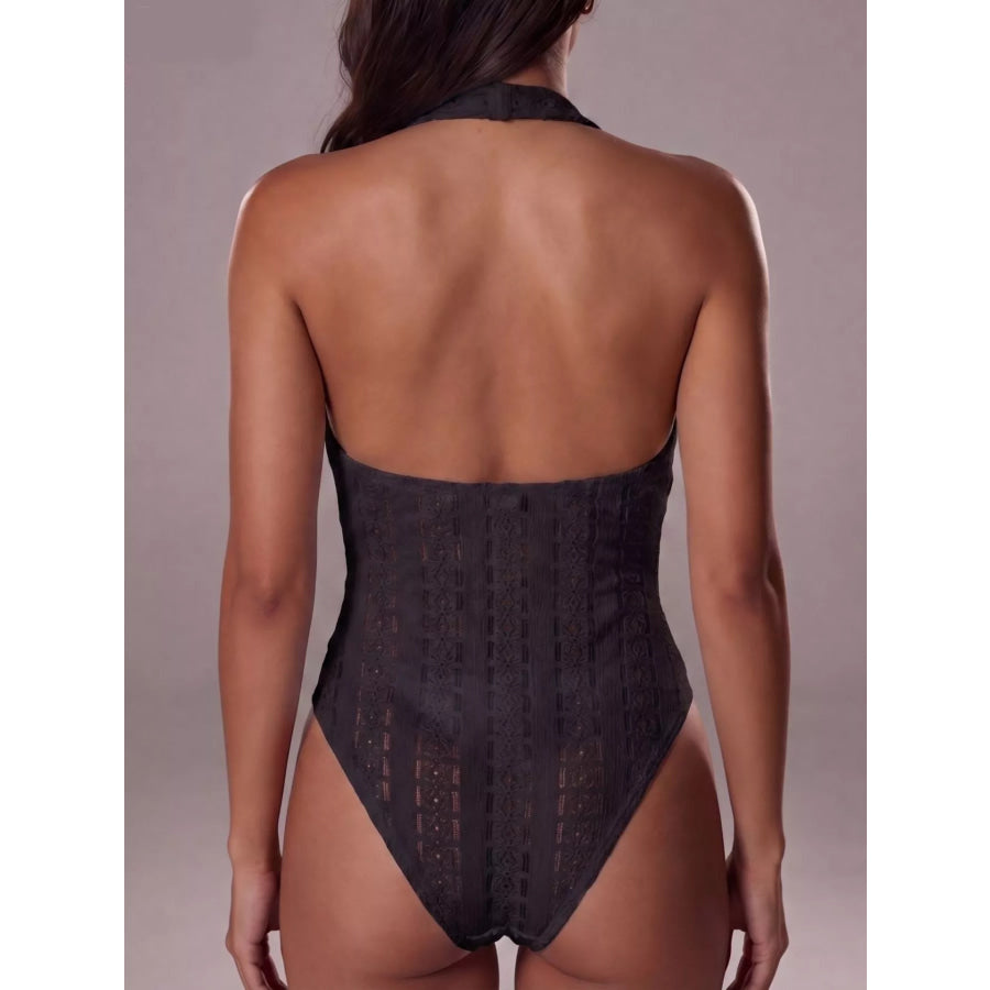 Halter Neck Twisted Front Bodysuit Apparel and Accessories