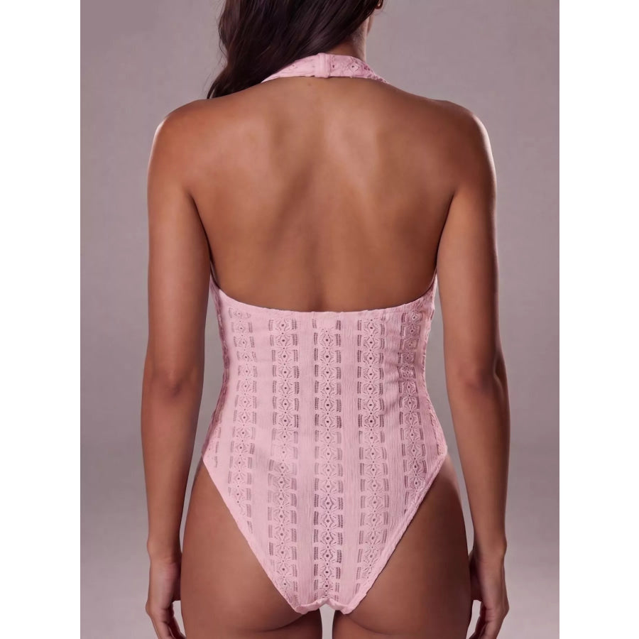 Halter Neck Twisted Front Bodysuit Apparel and Accessories
