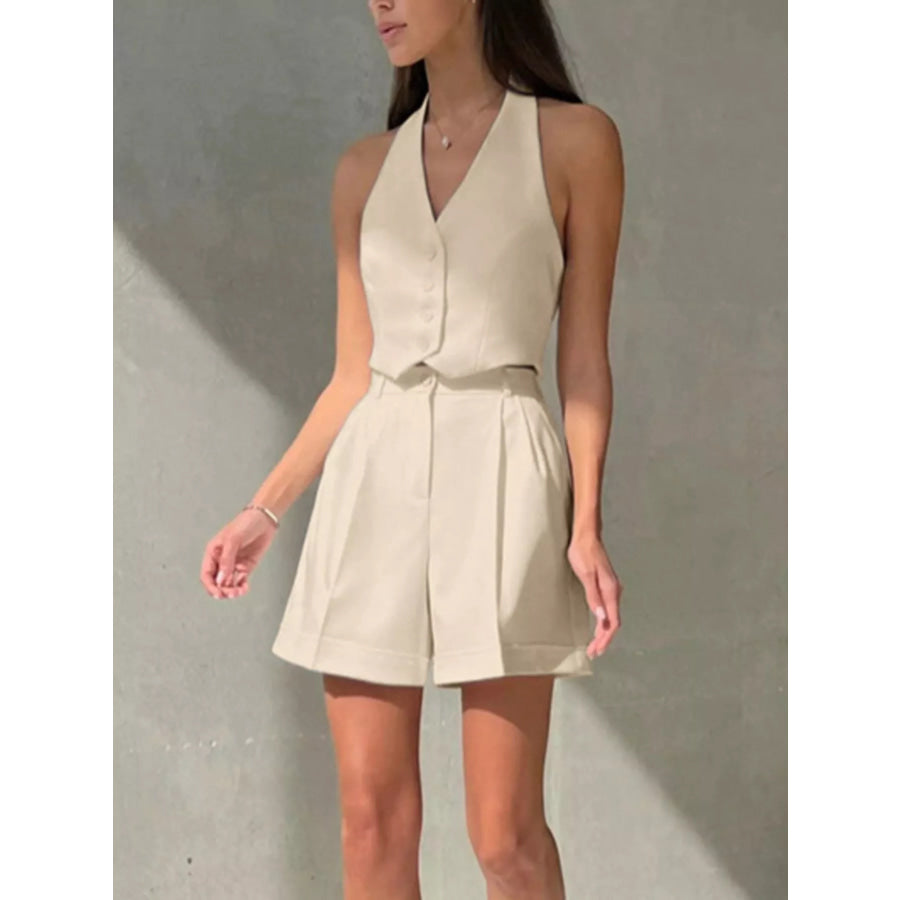 Halter Neck Vest and Shorts Set Apparel and Accessories