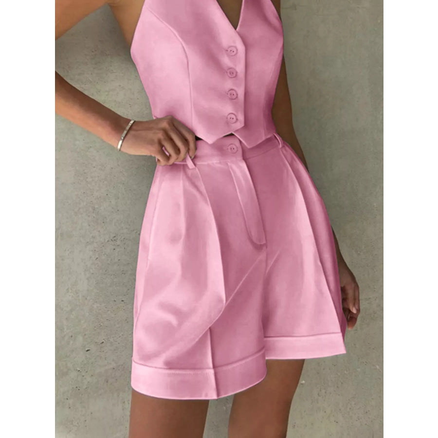 Halter Neck Vest and Shorts Set Apparel and Accessories
