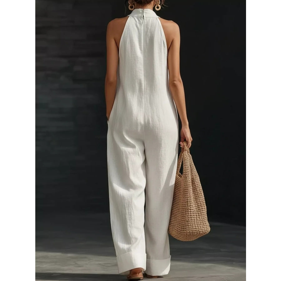 Halter Neck Wide-Leg Jumpsuit Apparel and Accessories