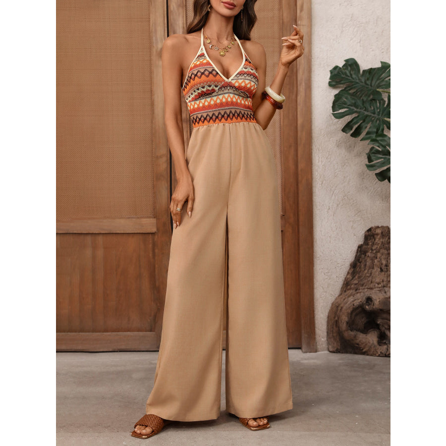 Halter Neck Wide Leg Jumpsuit Apparel and Accessories