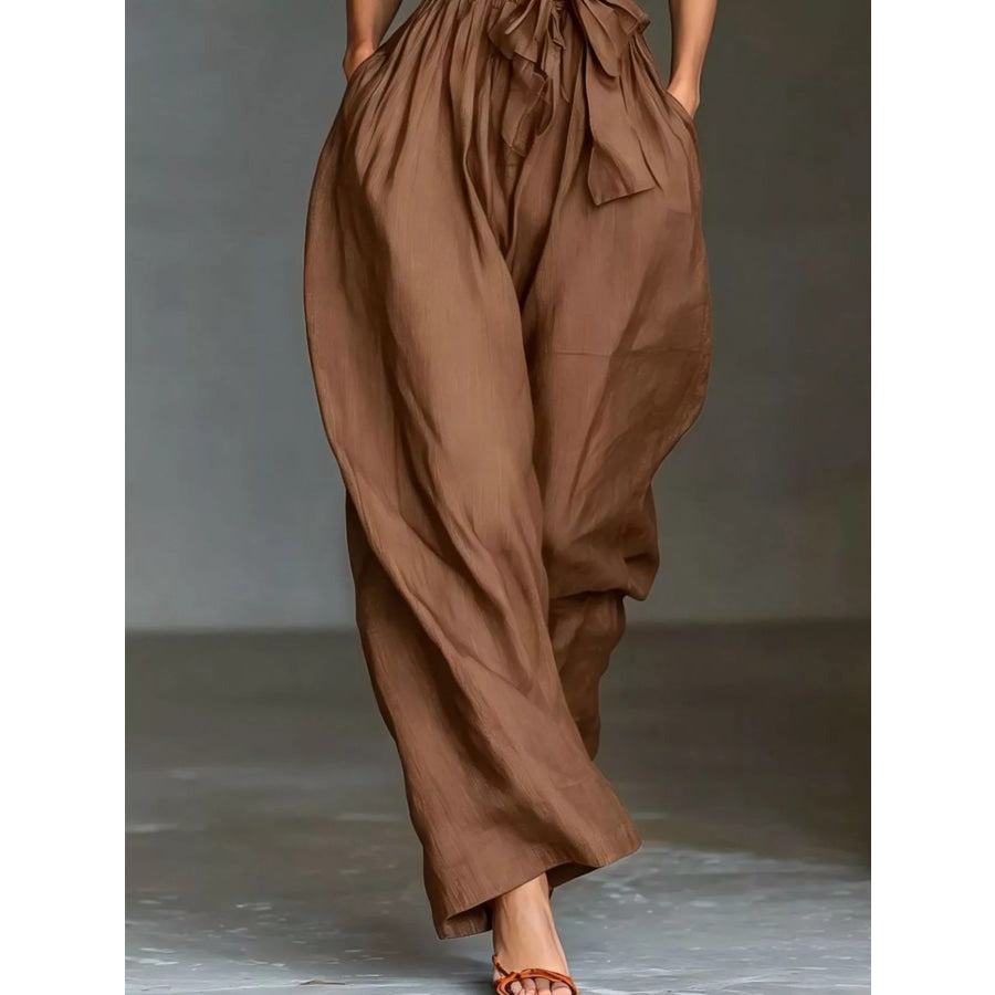 Halter Neck Wide-Leg Jumpsuit with Waist-Tie Detail Apparel and Accessories