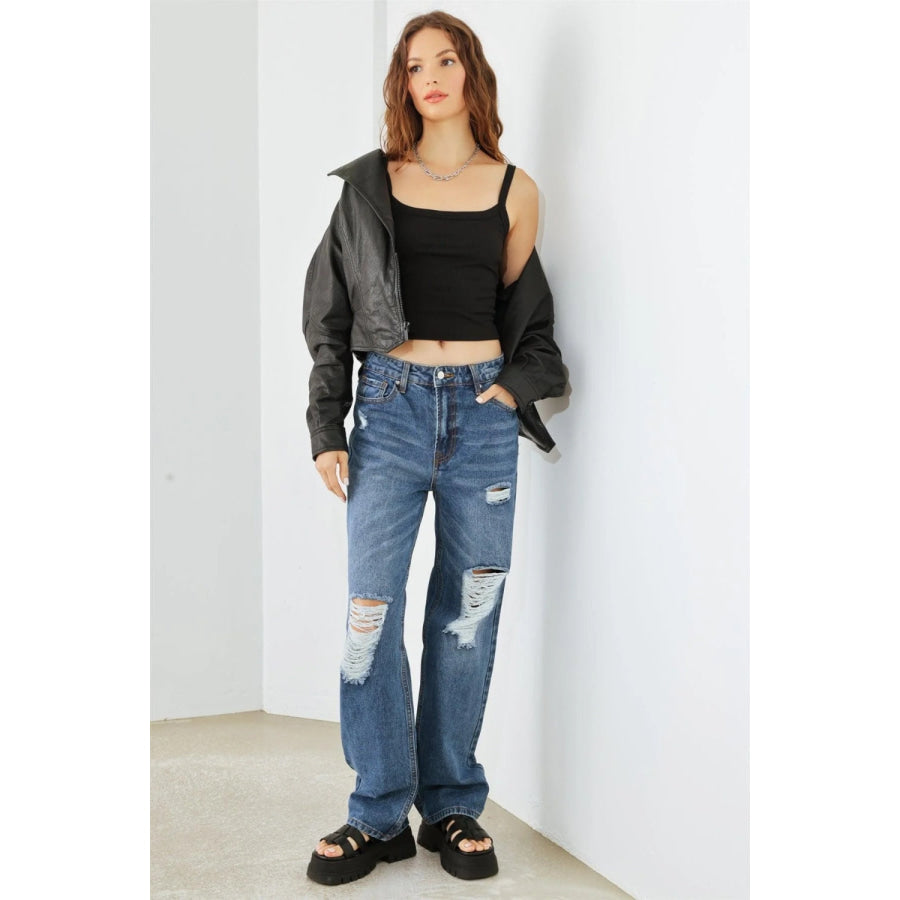 HAMMER COLLECTION Distressed High Waist Jeans Apparel and Accessories