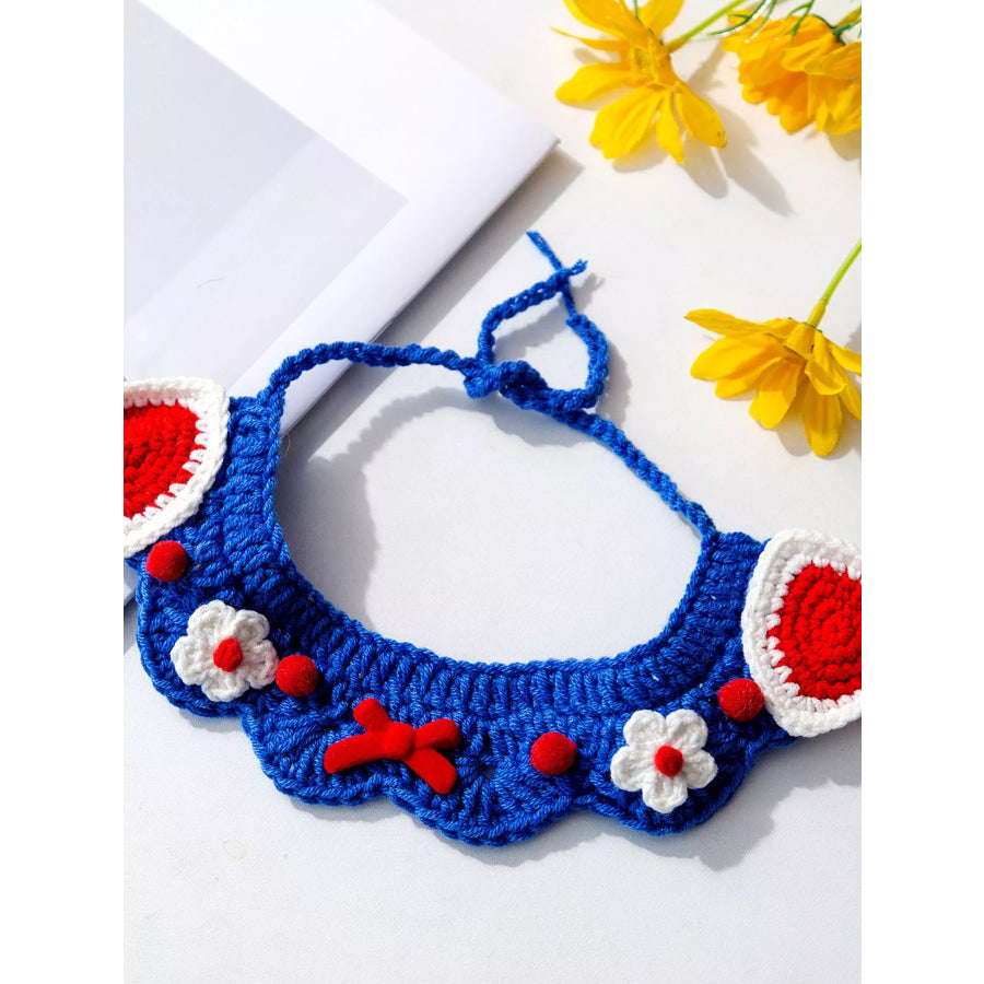 Handmade Crochet Floral Pet Scarf Apparel and Accessories