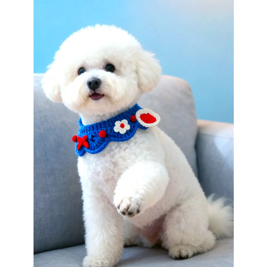 Handmade Crochet Floral Pet Scarf Apparel and Accessories