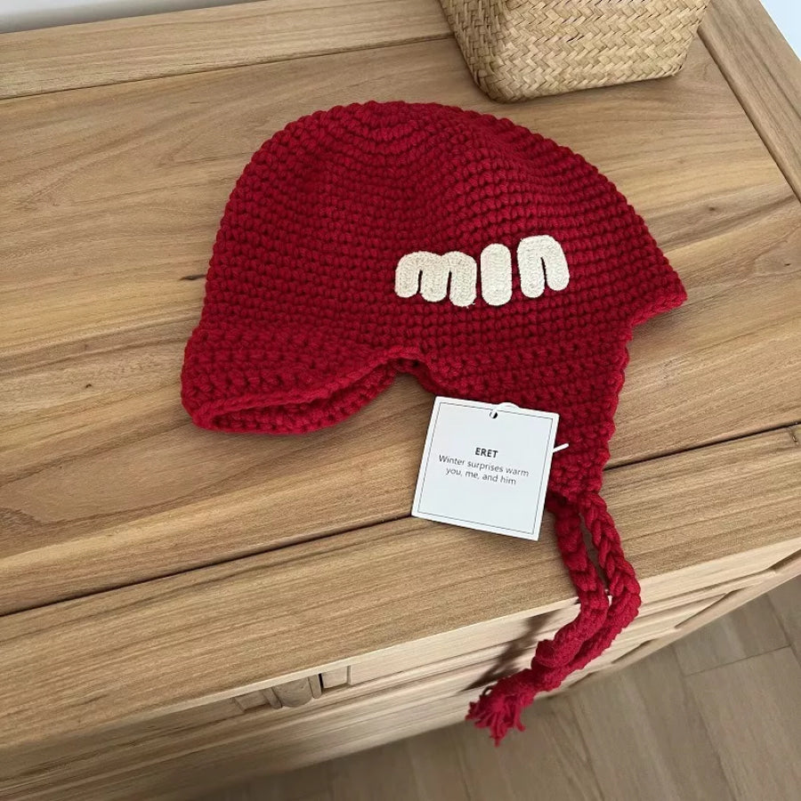 Handmade Knitted Earflap Hat with Tassels Apparel and Accessories