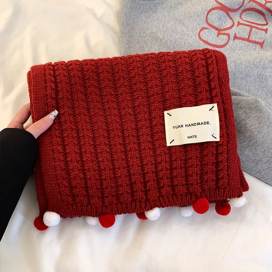 Handmade Knitted Pom-Pom Scarf Apparel and Accessories