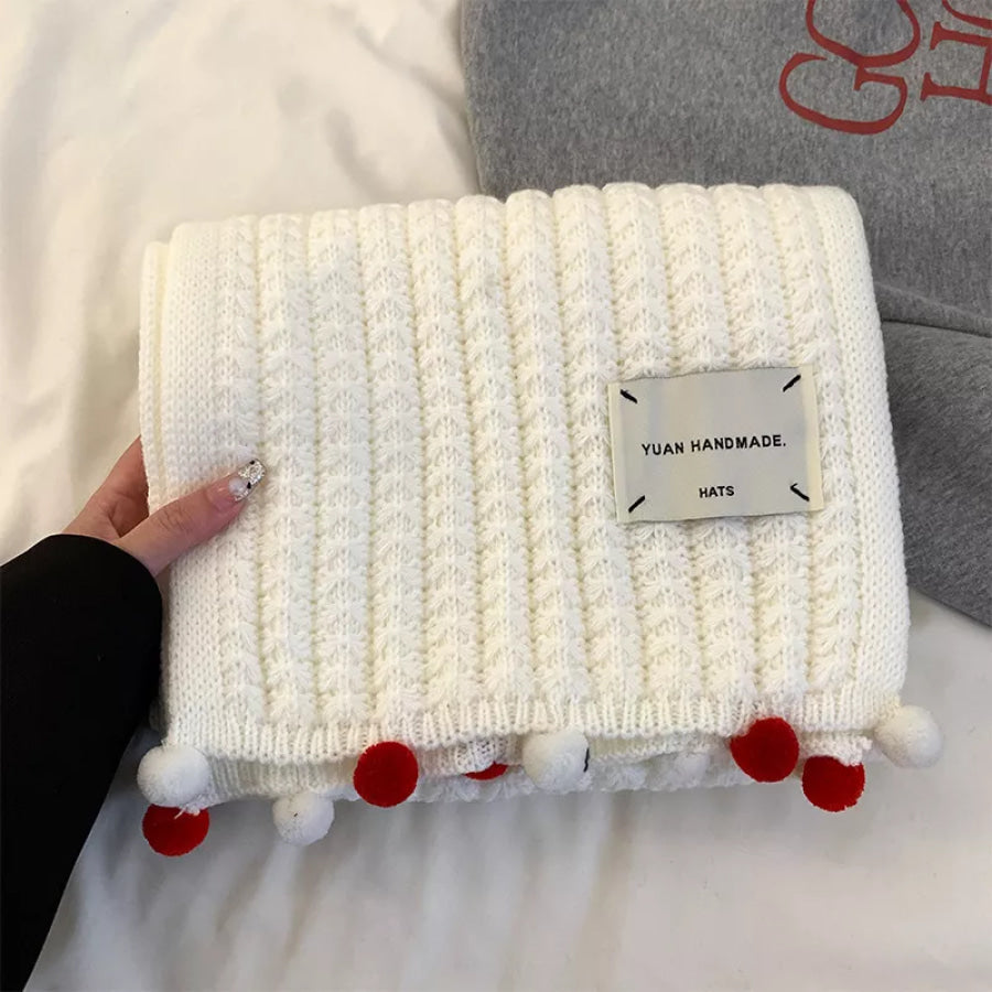 Handmade Knitted Pom-Pom Scarf Apparel and Accessories