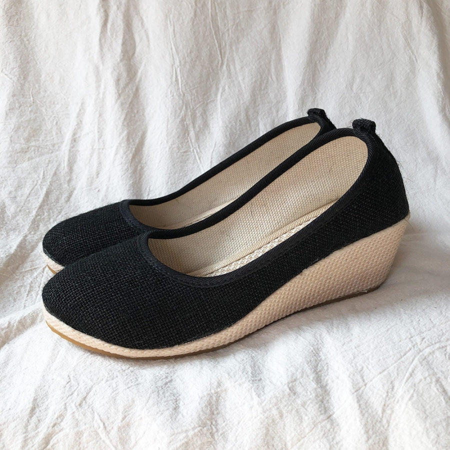 Handmade Linen / Cotton Wedge Espadrilles shoes