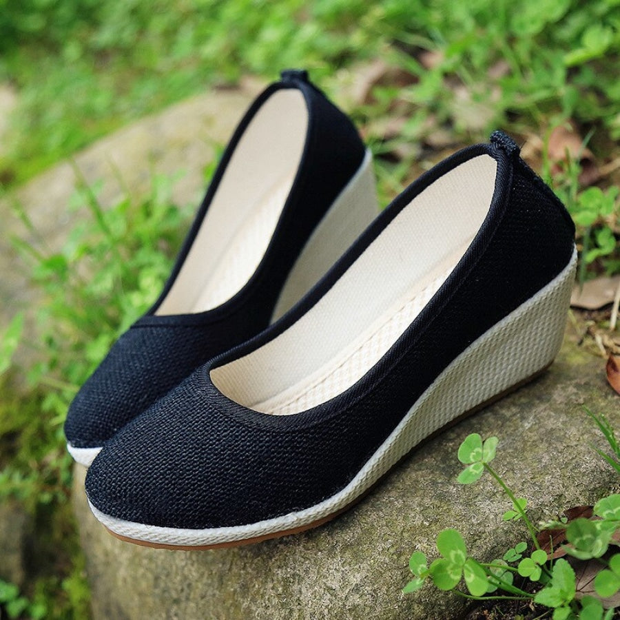 Handmade Linen / Cotton Wedge Espadrilles shoes