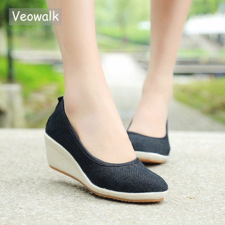 Handmade Linen / Cotton Wedge Espadrilles shoes