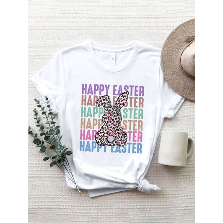 HAPPY EASTER Round Neck Short Sleeve T - Shirt White / S Apparel and Accessories