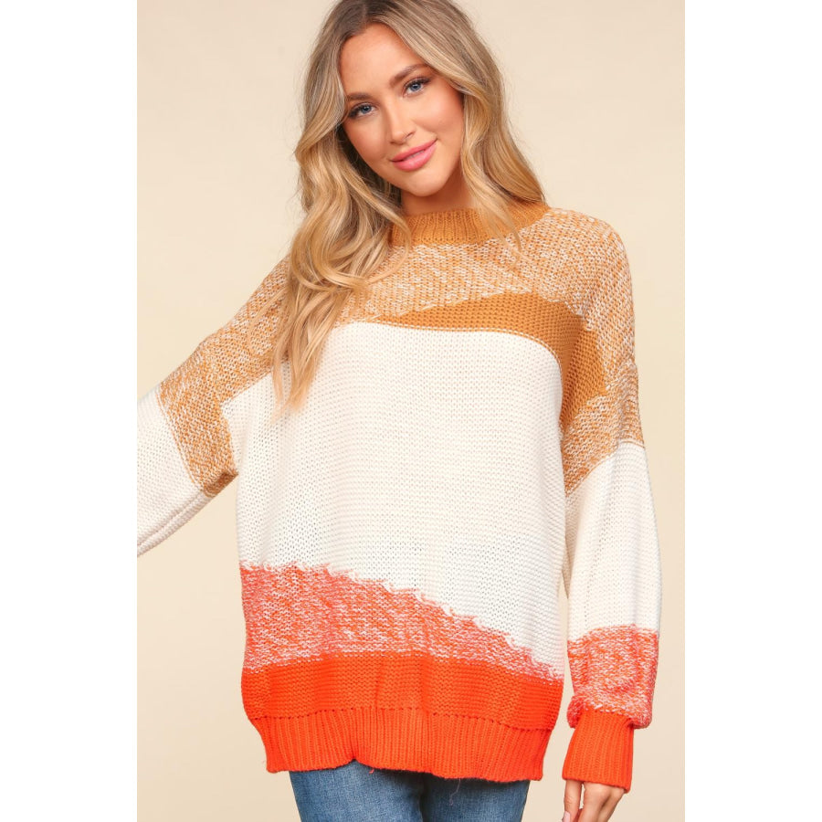 Haptics Color Block Long Sleeve Sweater Apparel and Accessories