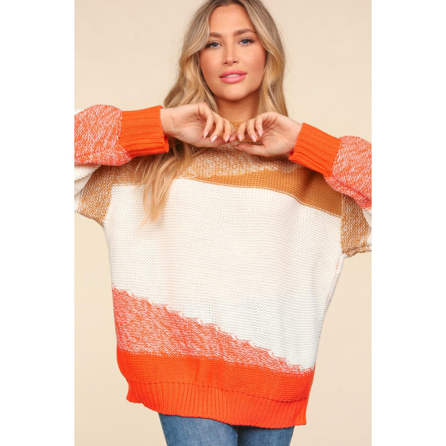 Haptics Color Block Long Sleeve Sweater Apparel and Accessories