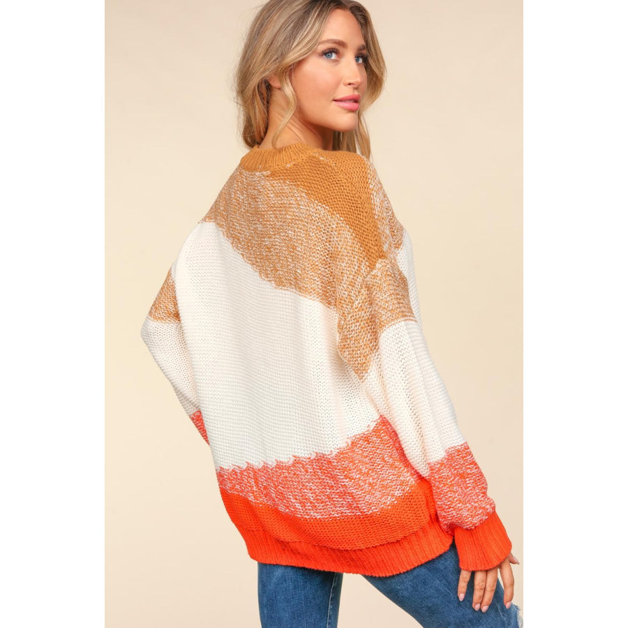 Haptics Color Block Long Sleeve Sweater Apparel and Accessories