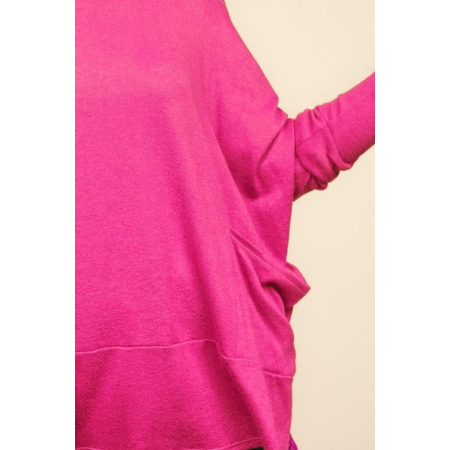 Haptics Dolman Long Sleeve Oversized Knit Top with Pockets Apparel and Accessories